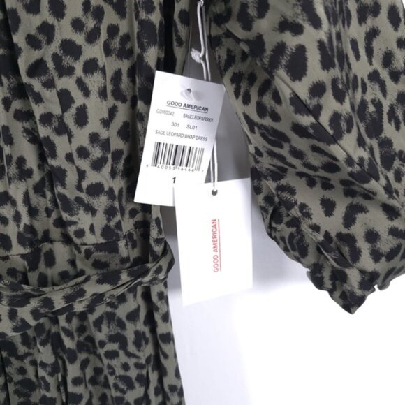 NWT GOOD AMERICAN SAGE‎ LEOPARD WRAP DRESS GDW0042 Size 1 - Picture 16 of 16
